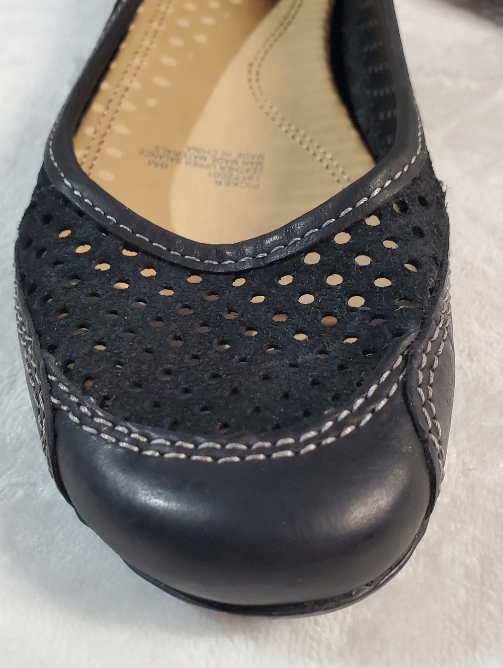 Naturalizer Black Perforated Leather Ballet Flats - Picture 2 of 7